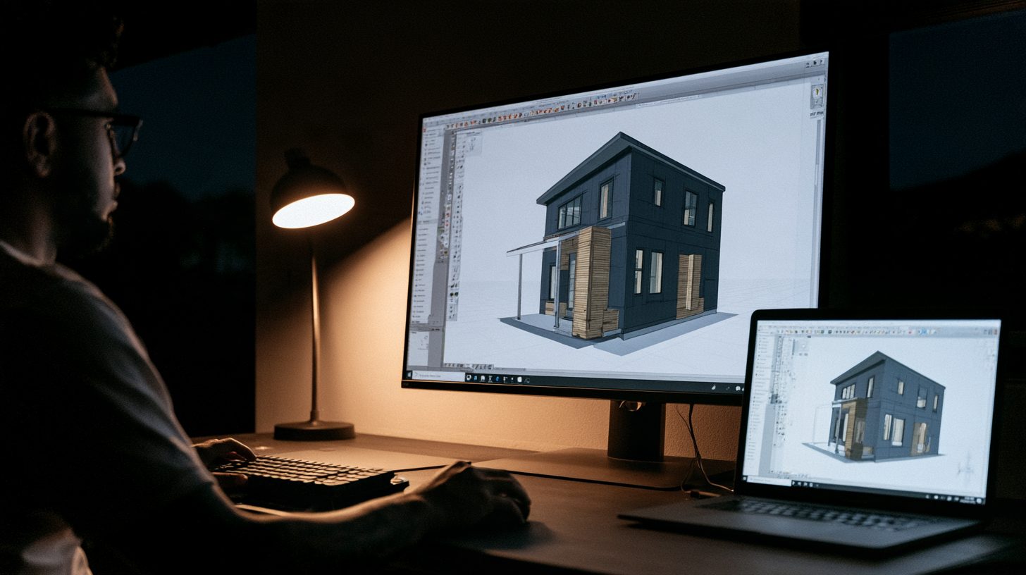 ноутбук и компьютер с программой SketchUp"