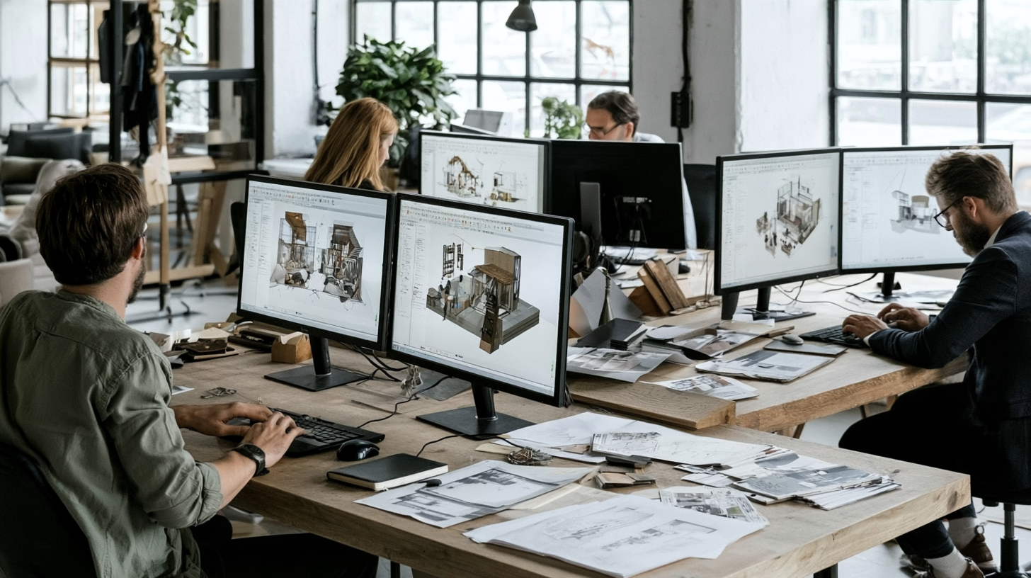 дизайнеры работают в SketchUp за компьютером